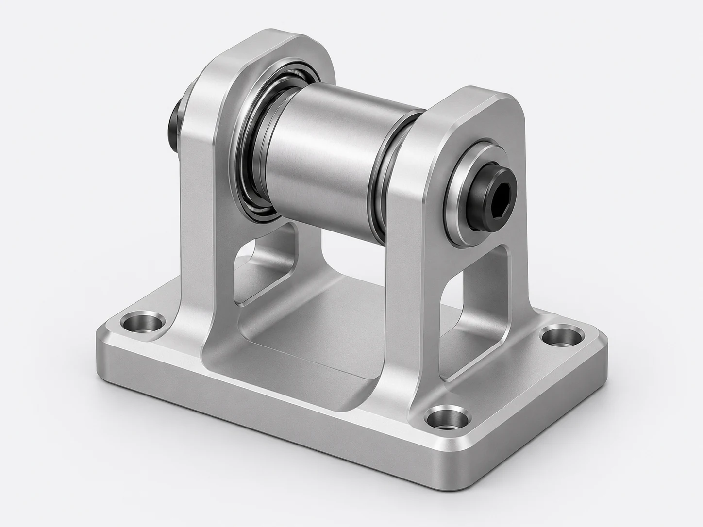 CAD-style concept of a precision aluminum gimbal mounting assembly